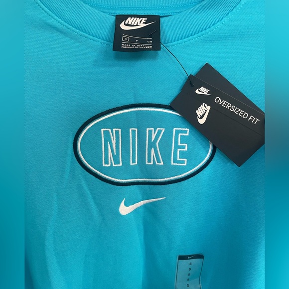 Nike Women’s Crewneck Sweater Center Swoosh Embroidery, in color blue. NWT - Picture 2 of 3